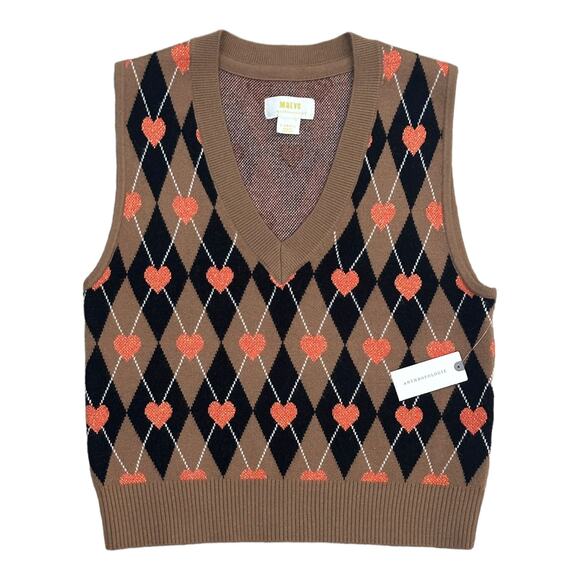 NWT Anthropologie Vera Jacquard Sweater Vest in Heart Print - Picture 2 of 6